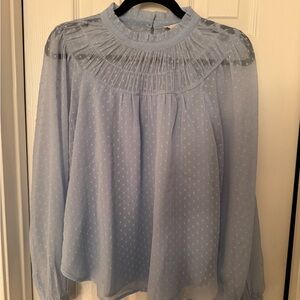 LOFT Light Blue Sheer Blouse